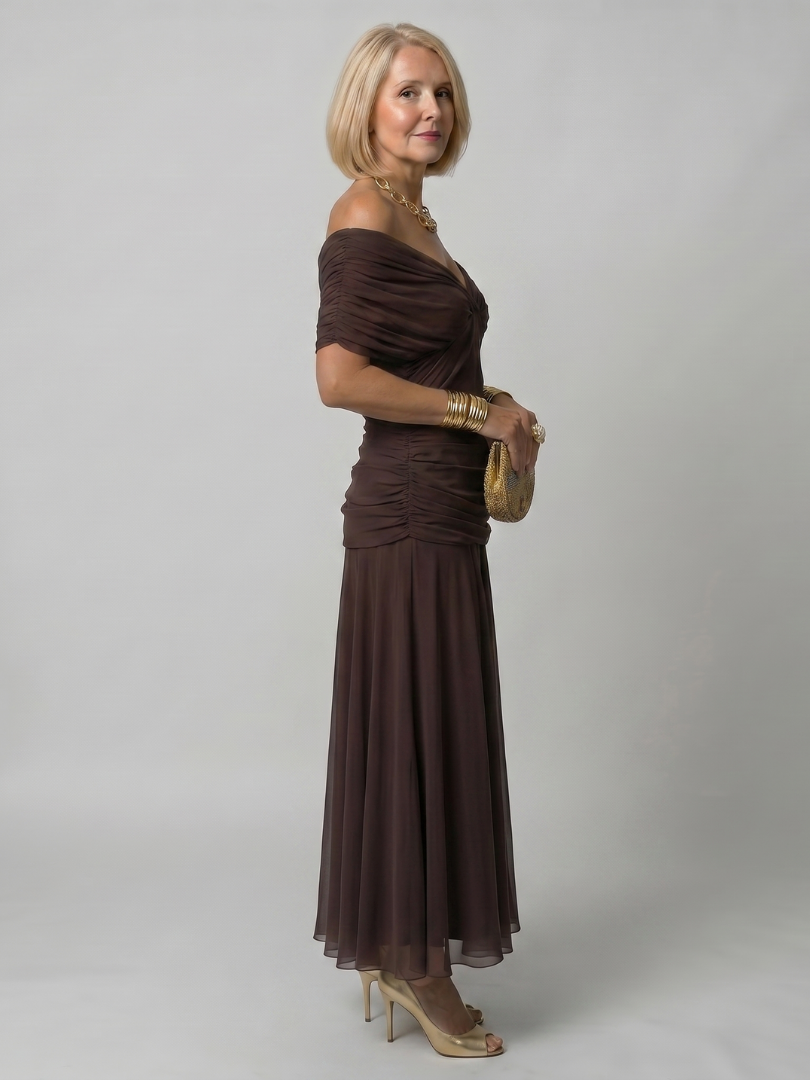 Klein | Robe midi à épaules dénudées