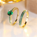 Bague duo avec émeraude en or