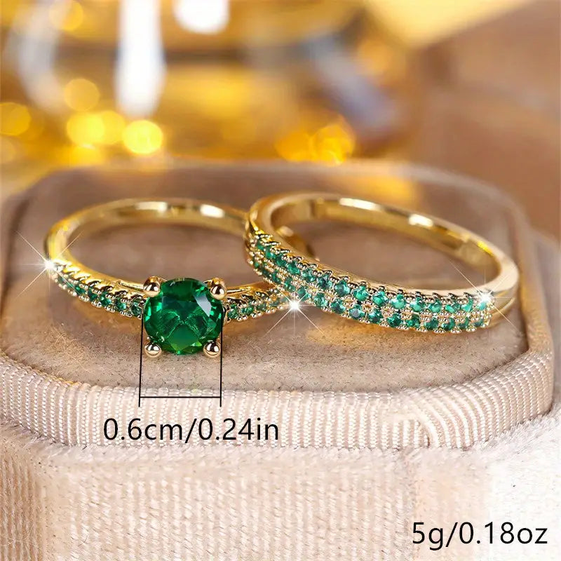 Bague duo avec émeraude en or