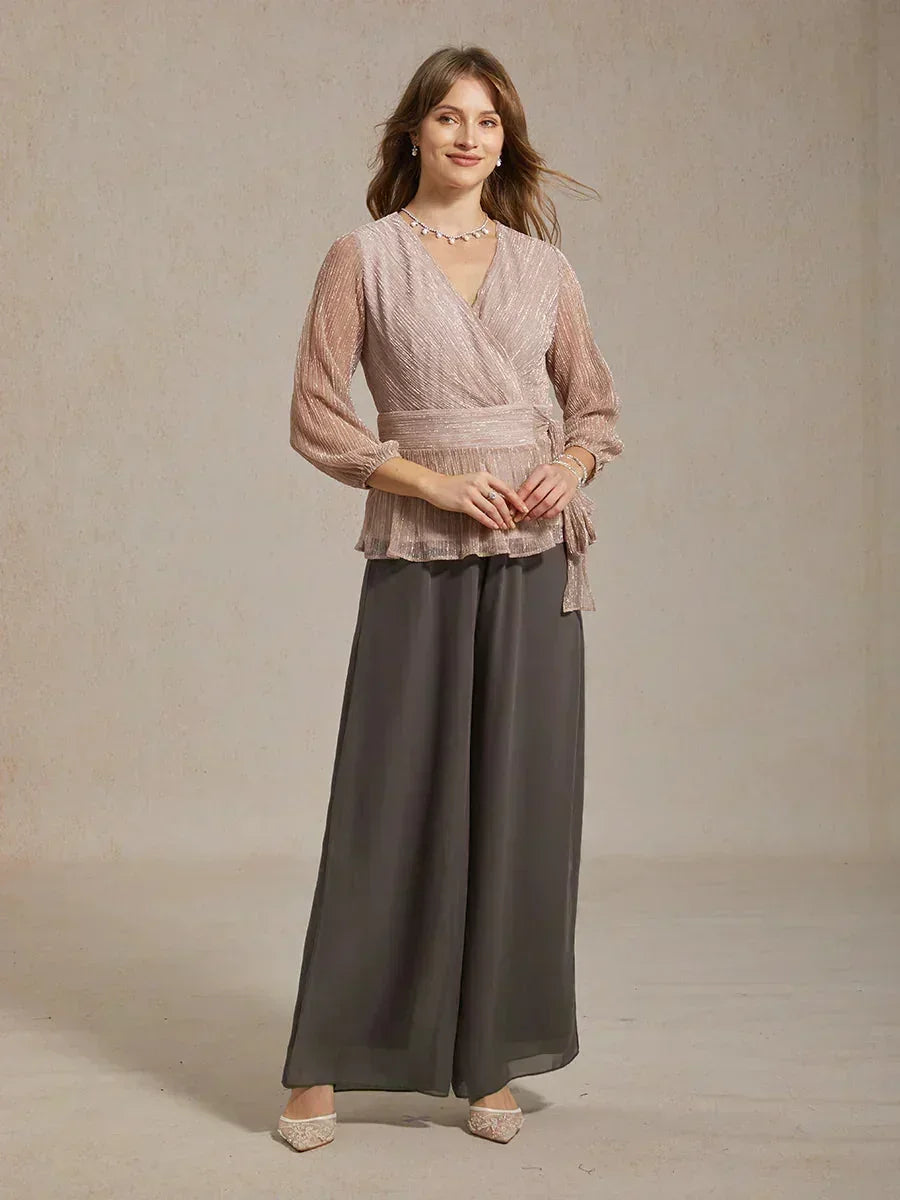 Pantalons droits avec une couche de chiffon fendue