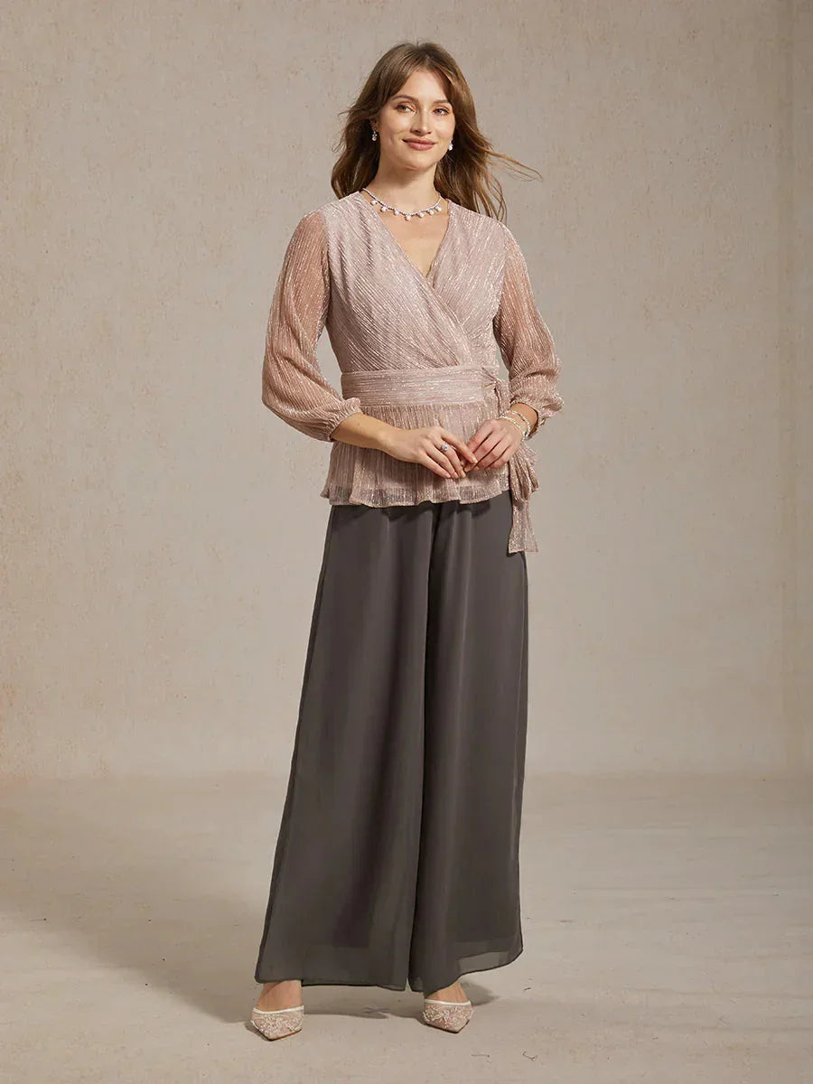 Pantalons droits avec une couche de chiffon