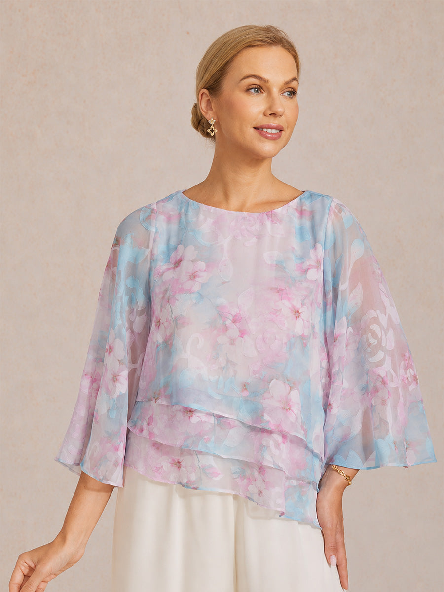 Chemise en chiffon à dentelle avec imprimé floral