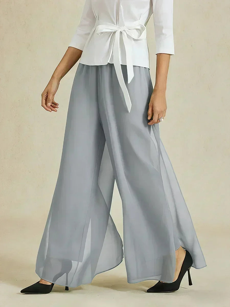 Pantalons à coupe droite avec une couche de chiffon