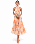 Aurora | Robe avec col halter et motif aquarelle