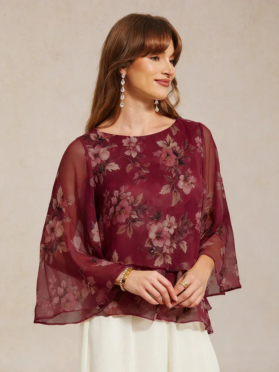 Chemisier en chiffon avec dentelle et motif floral
