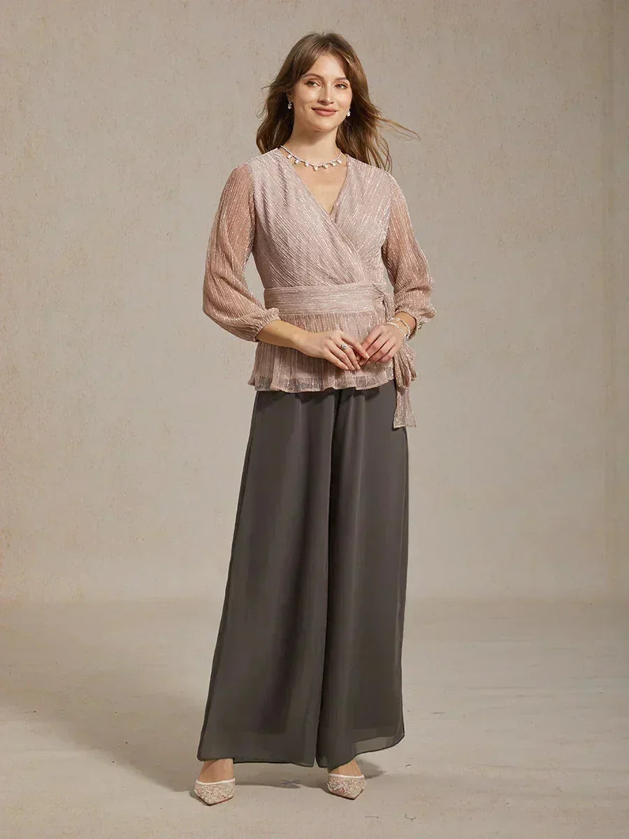 Pantalons droits avec une couche de chiffon