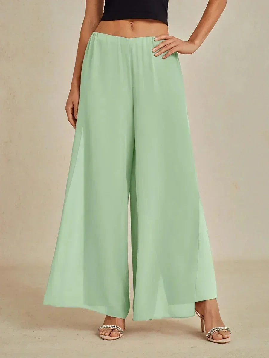 Pantalons droits avec une couche de chiffon