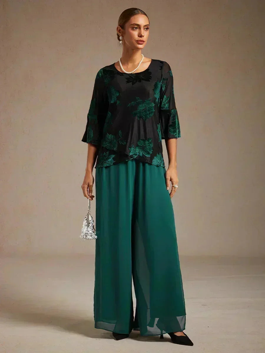Pantalons droits avec une couche de chiffon