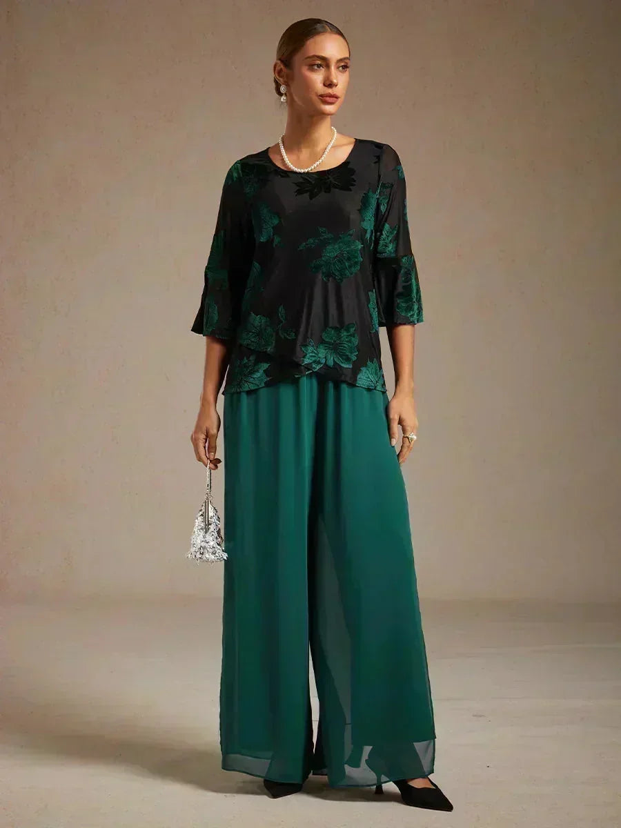 Pantalons droits avec une couche de chiffon fendue