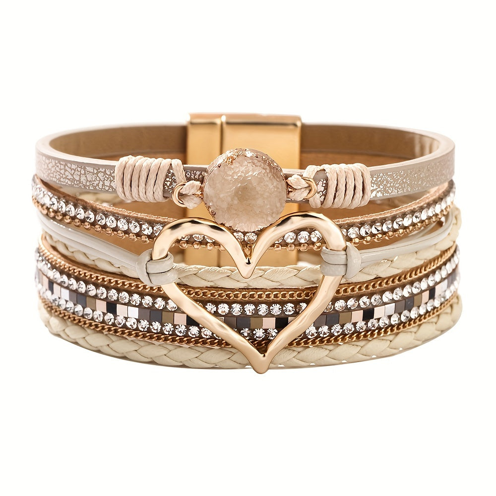 Bracelet boho multi-couches en cuir