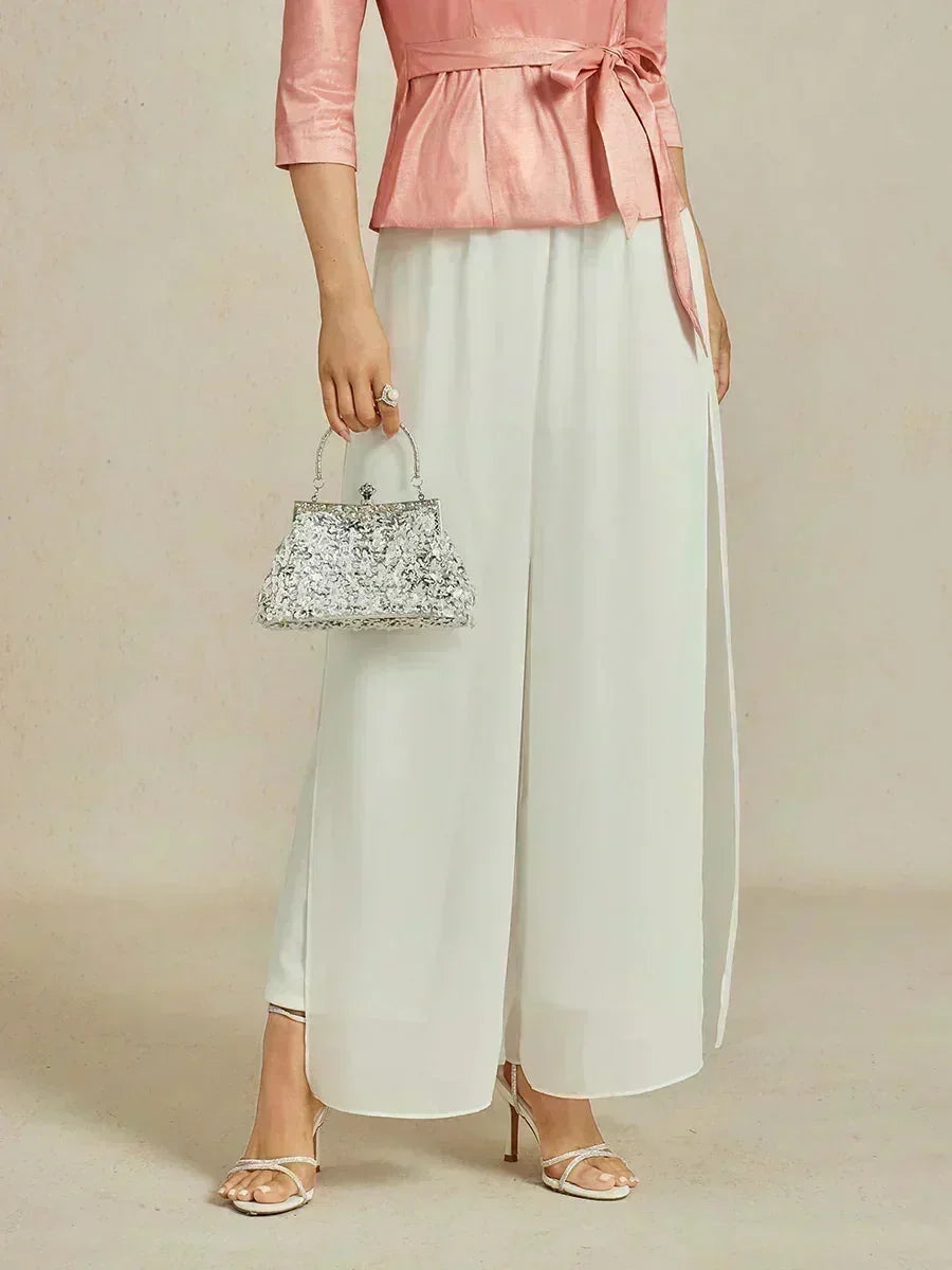 Pantalons droits avec une couche de chiffon