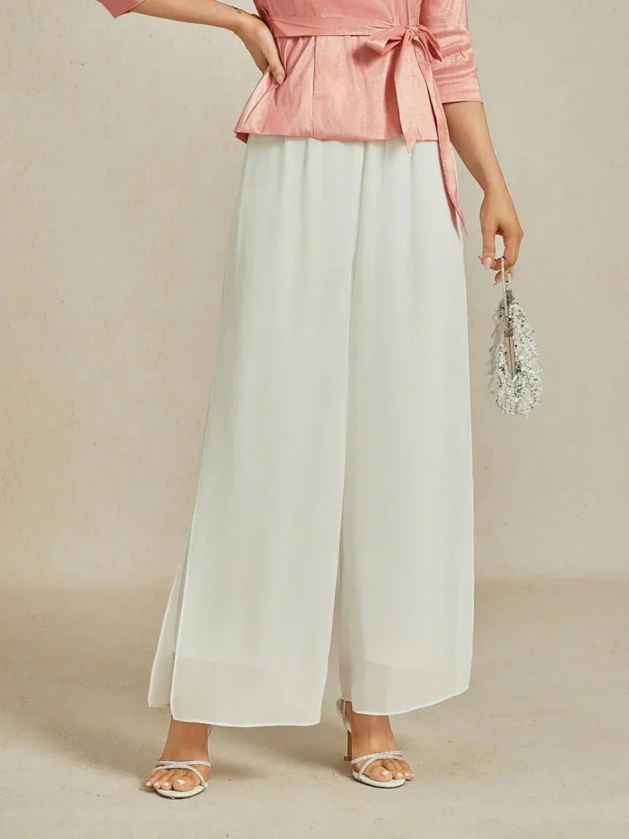 Pantalons droits avec une couche de chiffon