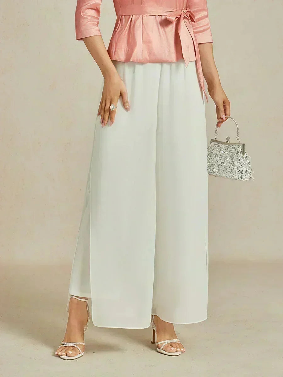 Pantalons droits avec une couche de chiffon