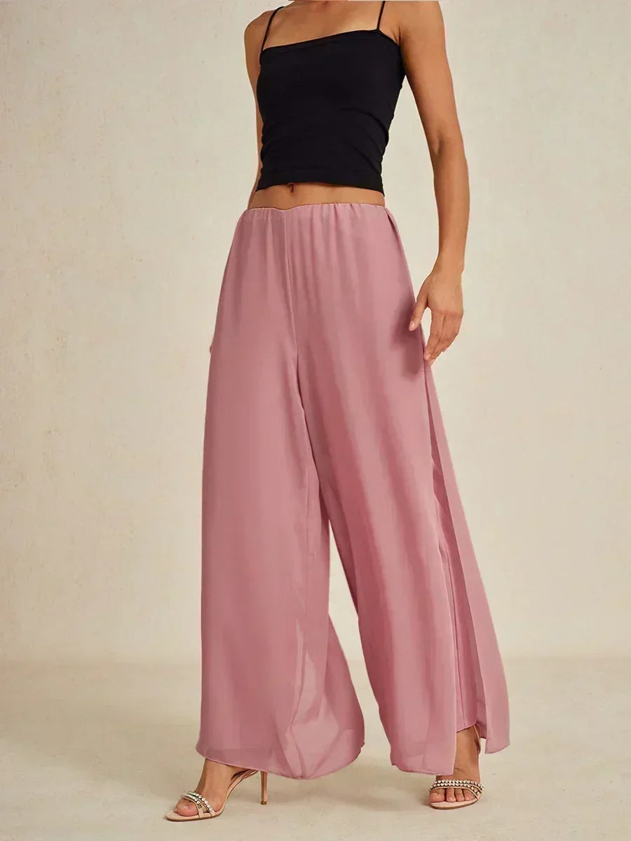 Pantalons à coupe droite avec une couche de chiffon