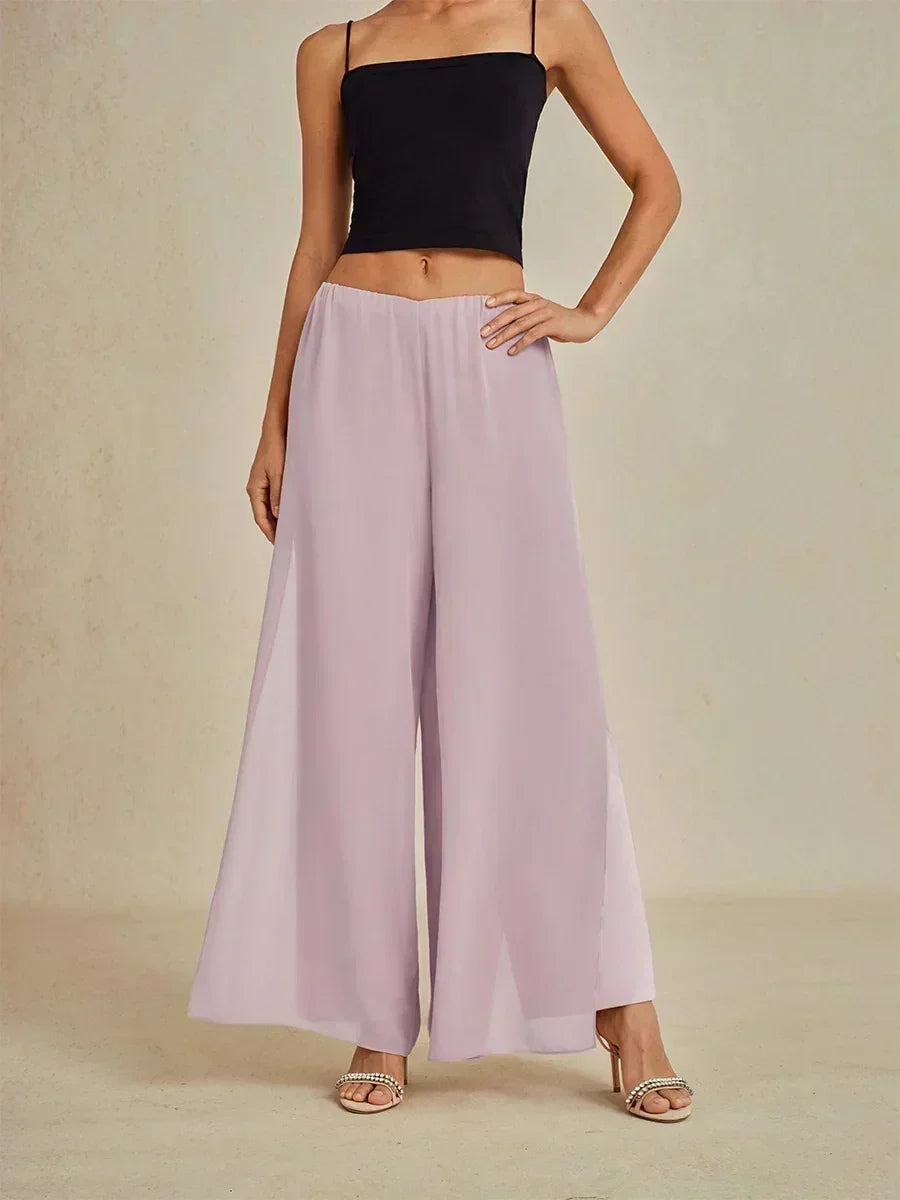 Pantalons à coupe droite avec une couche de chiffon