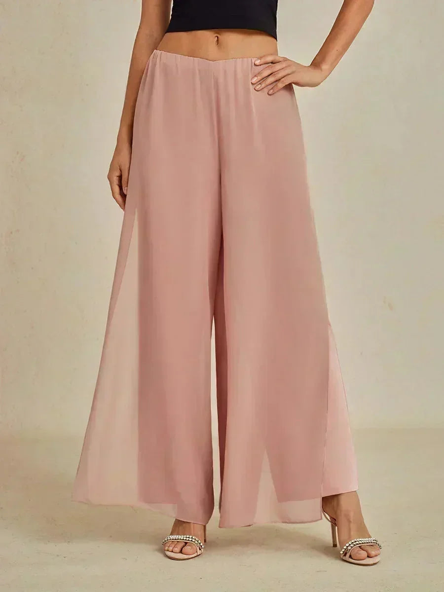 Pantalons droits avec une couche de chiffon