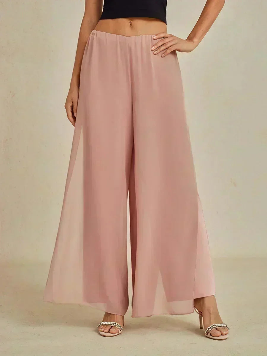 Pantalons droits avec une couche de chiffon fendue