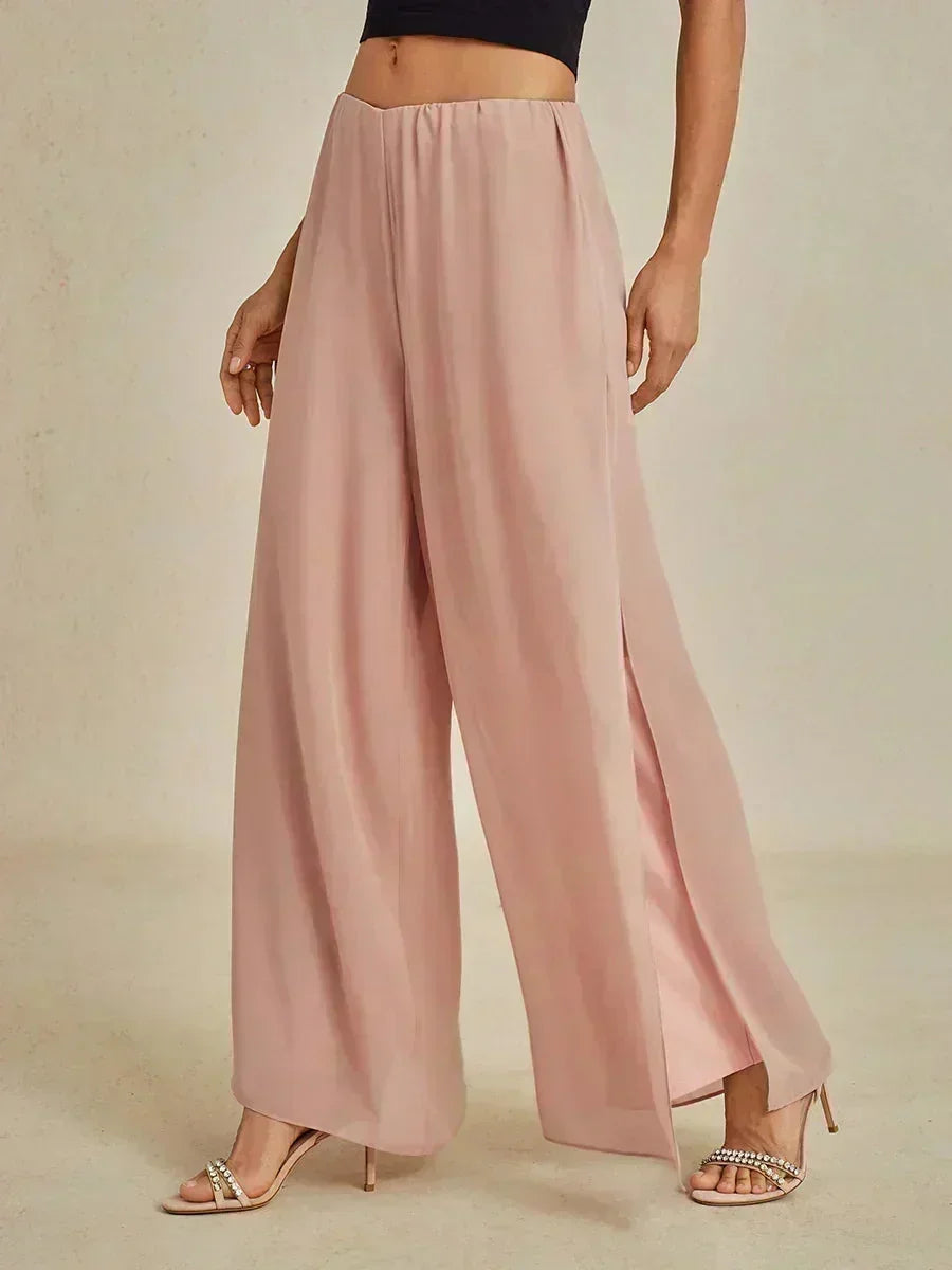 Pantalons à coupe droite avec une couche de chiffon