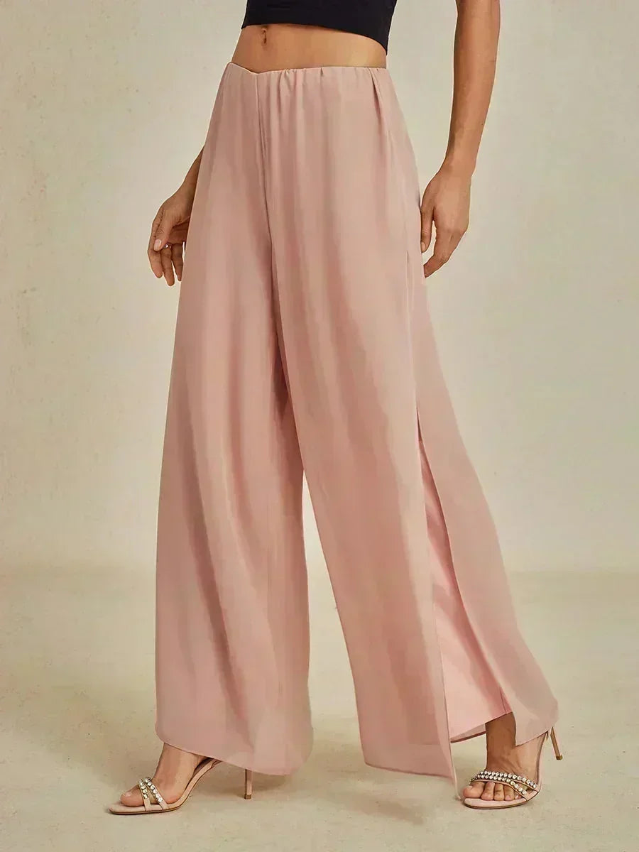 Pantalons droits avec une couche de chiffon fendue