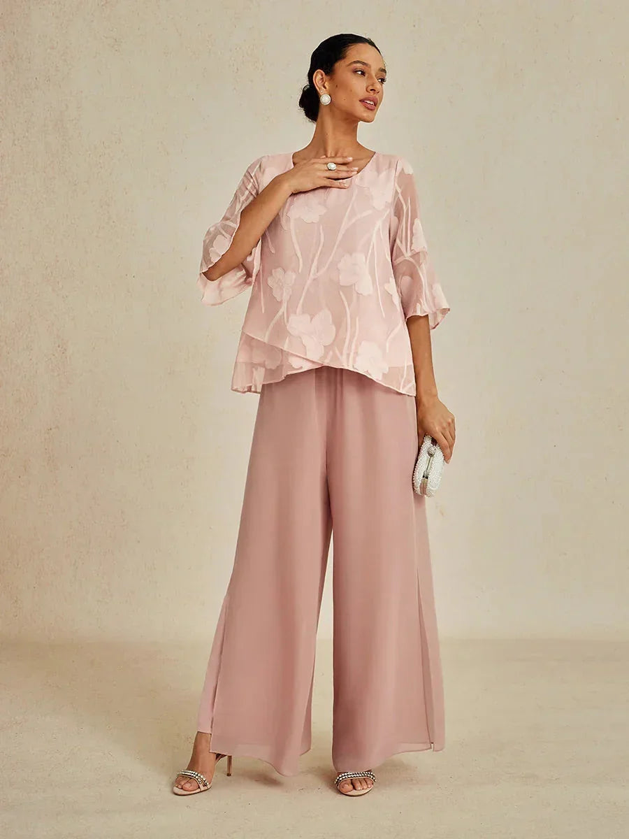 Pantalons droits avec une couche de chiffon