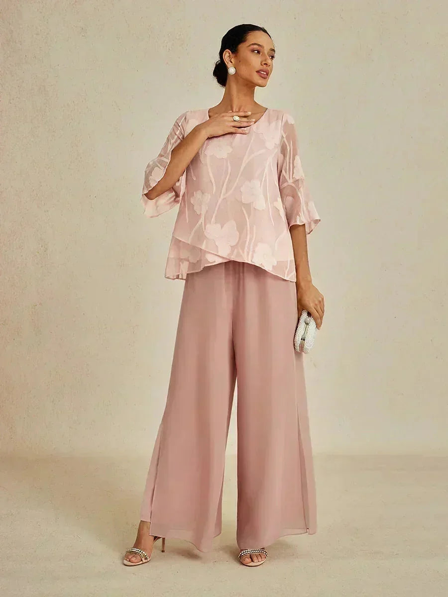 Pantalons à coupe droite avec une couche de chiffon