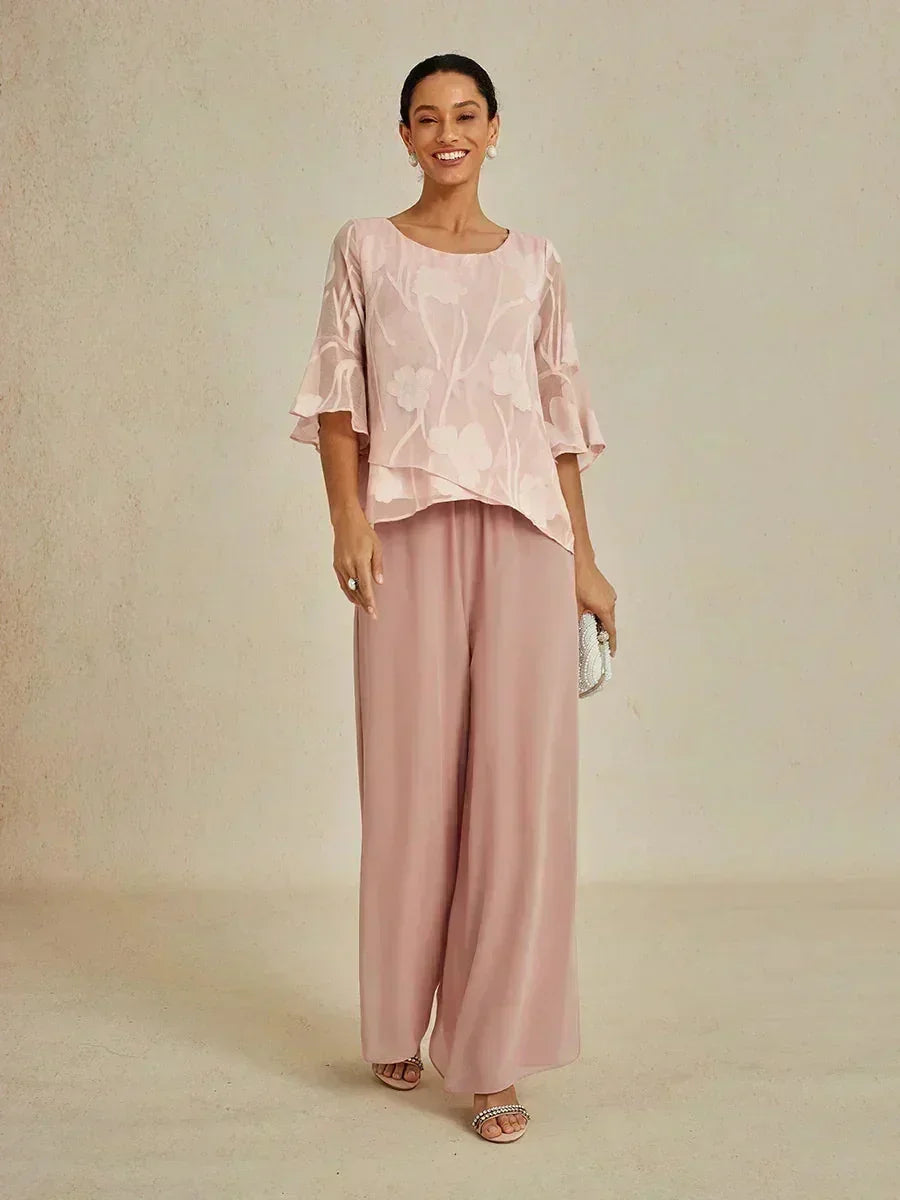 Pantalons droits avec une couche de chiffon