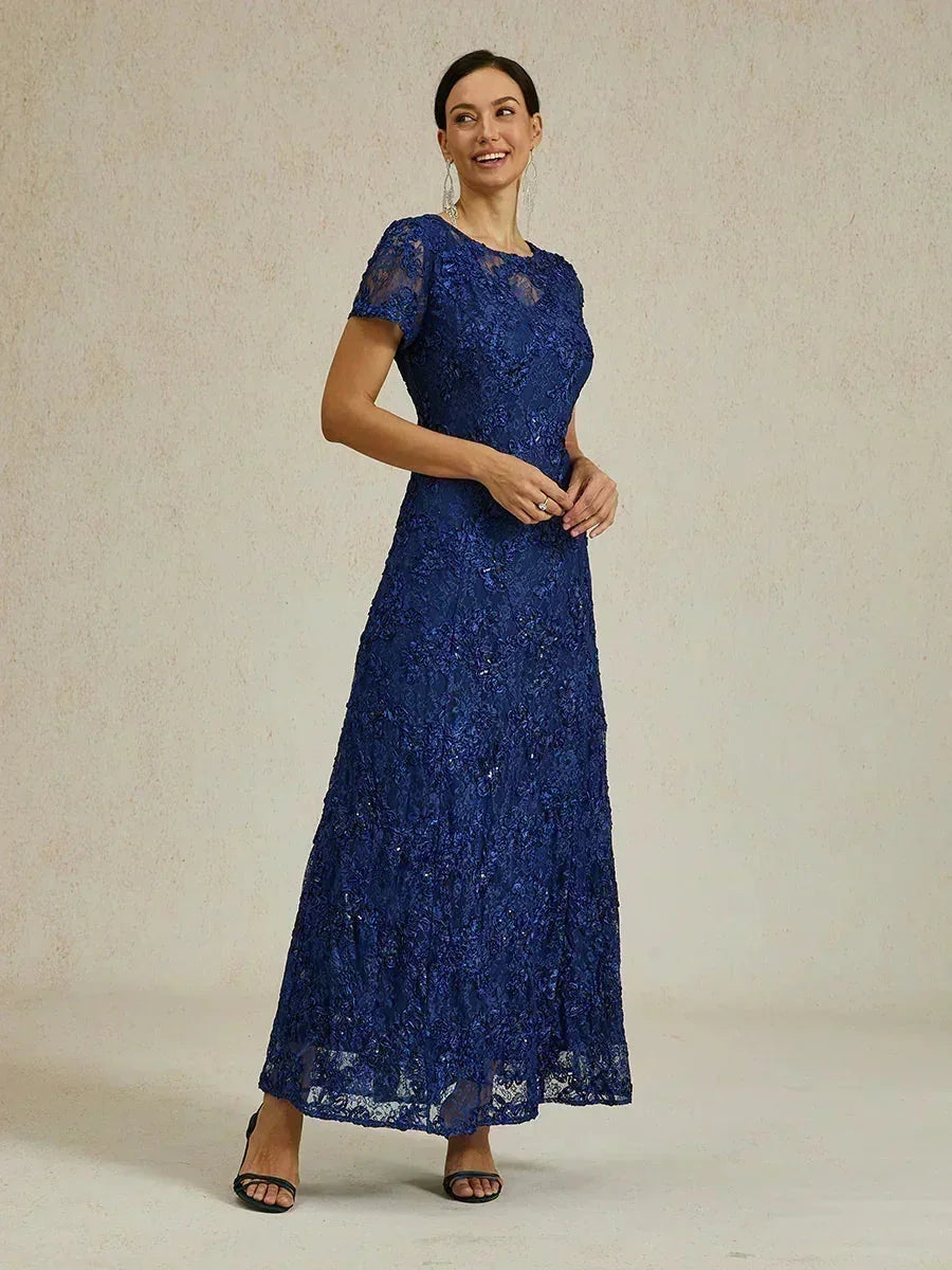 Robes A-Line en dentelle avec des décorations de paillettes