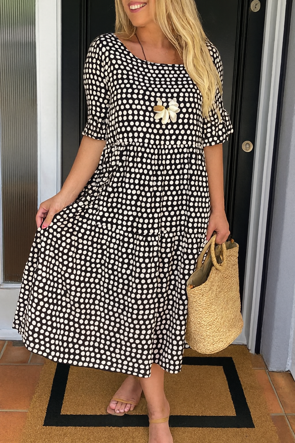 Zerla | Robe midi à manches courtes