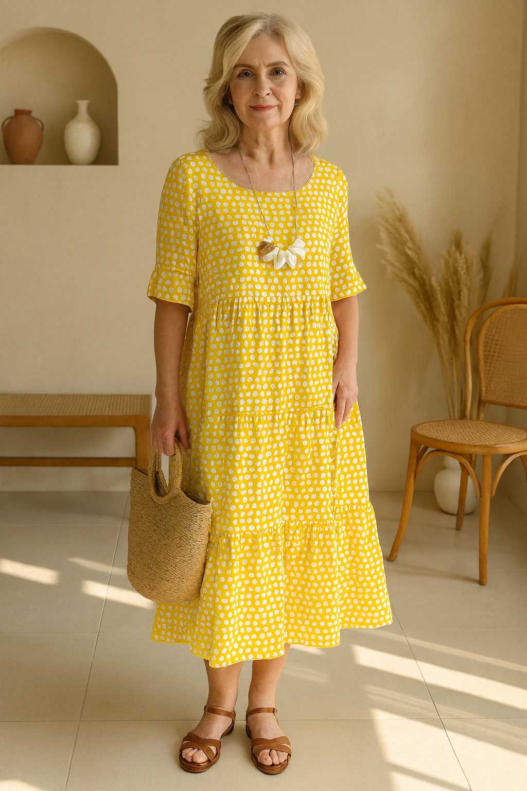 Zerla | Robe midi à manches courtes