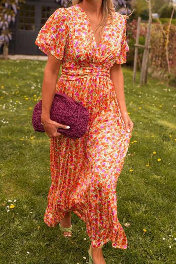 Pologne - Robe longue à fleurs