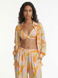 Chemise à boutons avec impression graphique de plage tropicale
