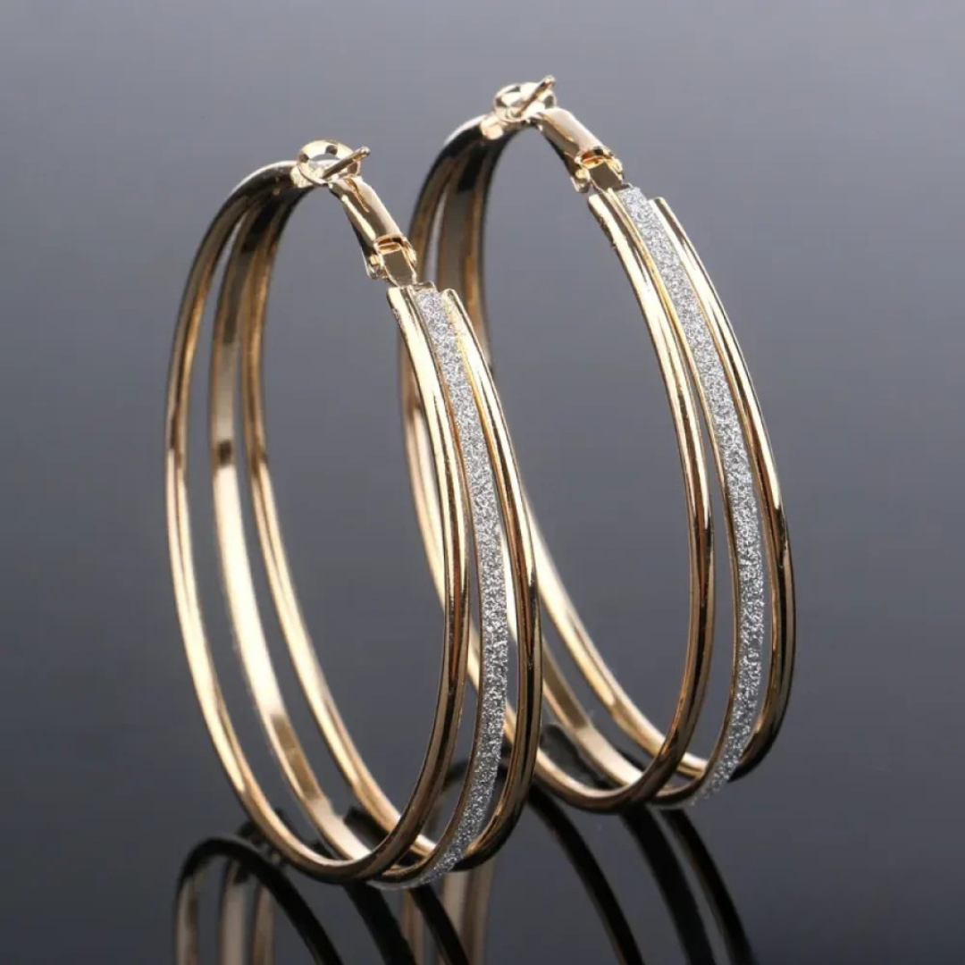 Boucles d'oreilles en céramique rétro dorées