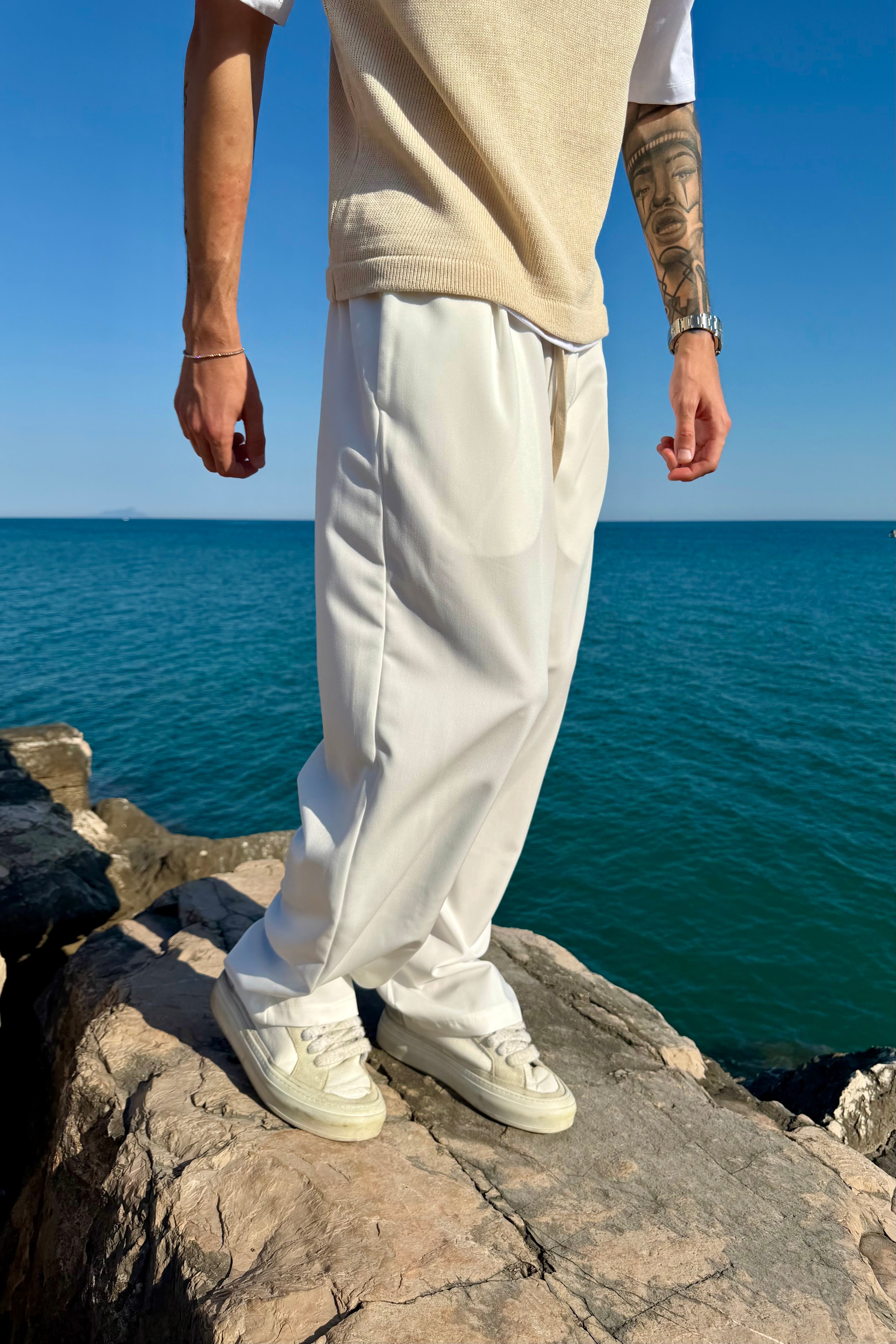 Pantalon Élégant Blanc