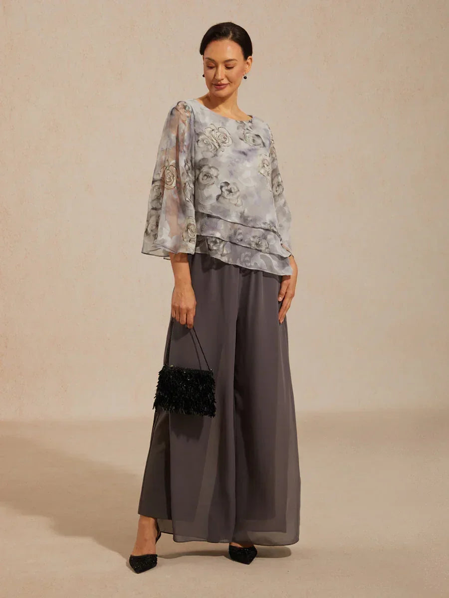 Chemise en chiffon à dentelle avec imprimé floral