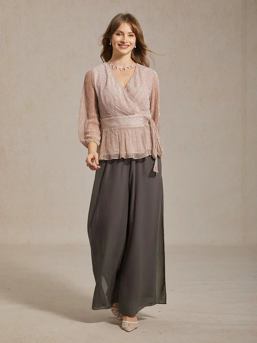 Pantalons à coupe droite avec une couche de chiffon