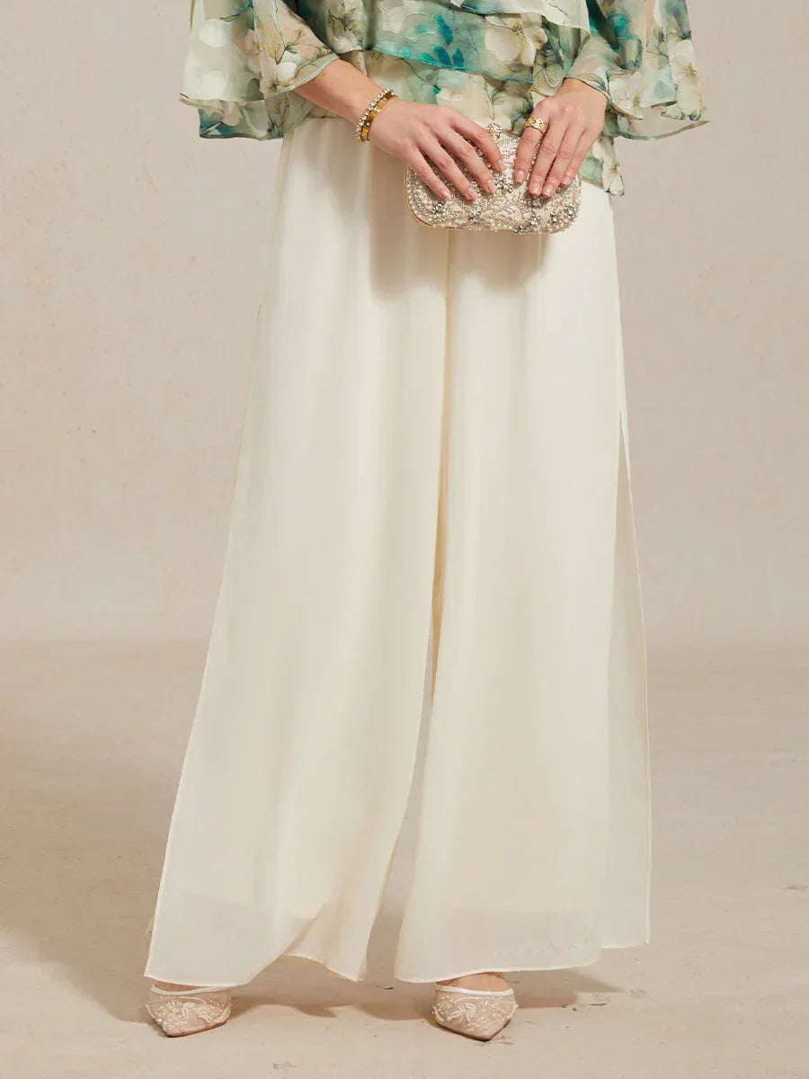Pantalons droits avec une couche de chiffon