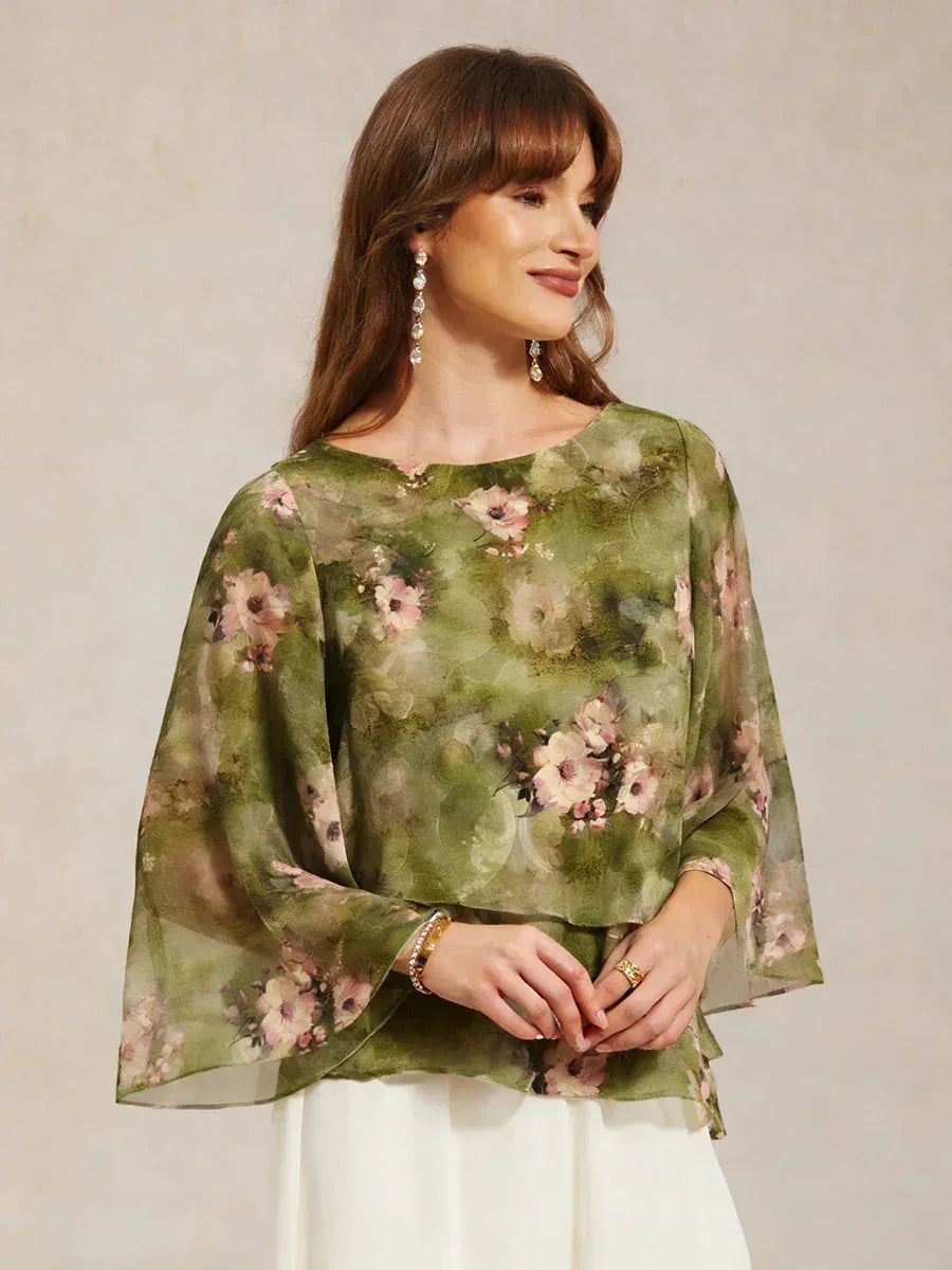 Chemise en chiffon à dentelle avec imprimé floral