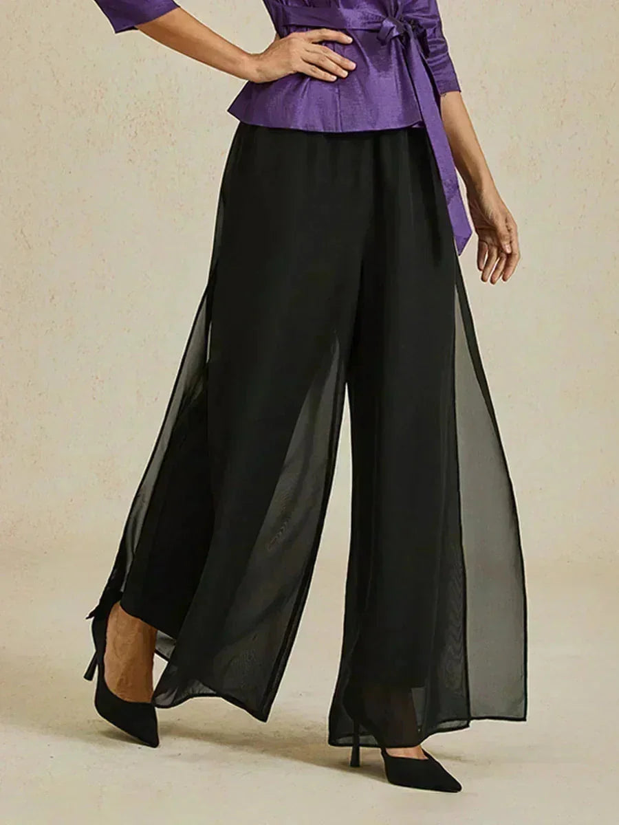 Pantalons à coupe droite avec une couche de chiffon