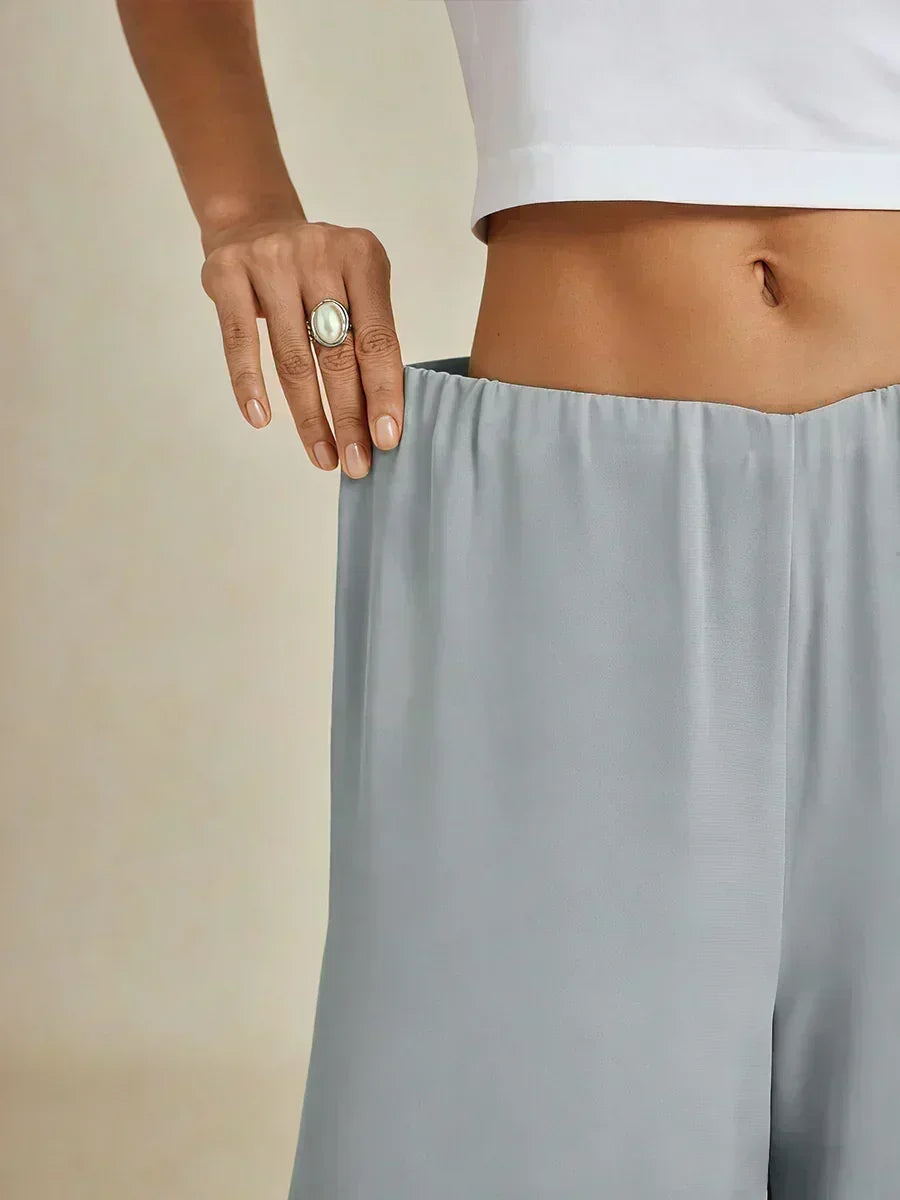 Pantalons à coupe droite avec une couche de chiffon