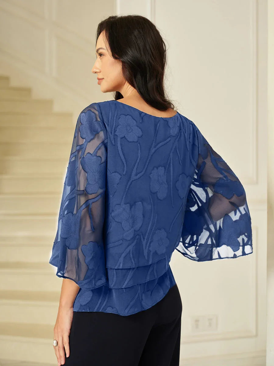 Chemise en soie à couches avec fleurs