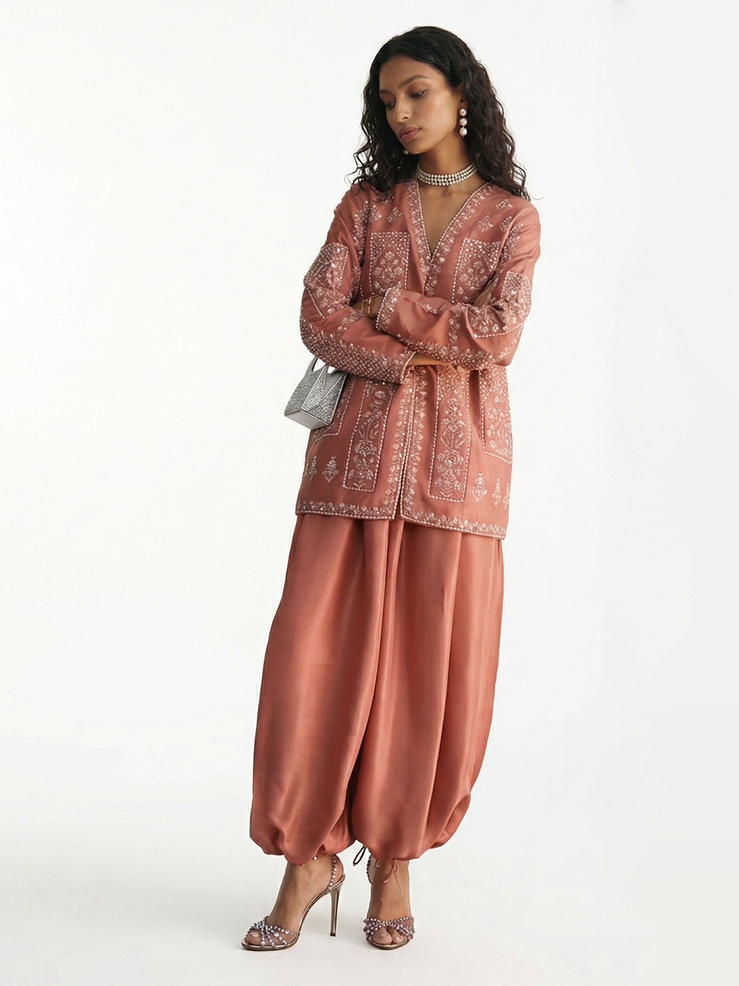 Pantalons terracotta brodés