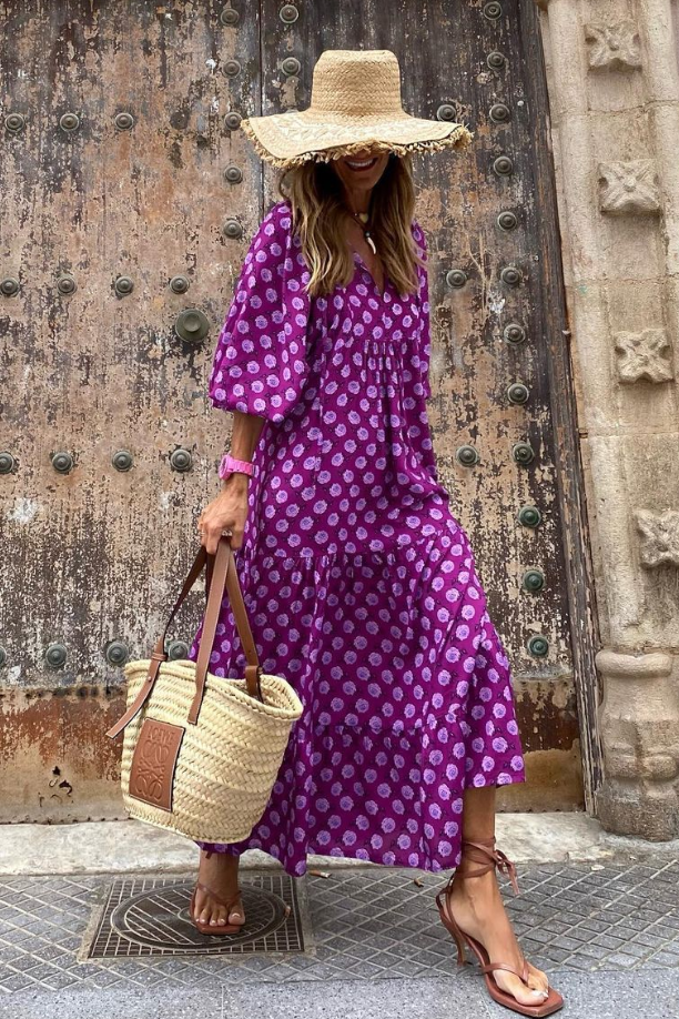 VANSA | Robe maxi longue avec imprimé