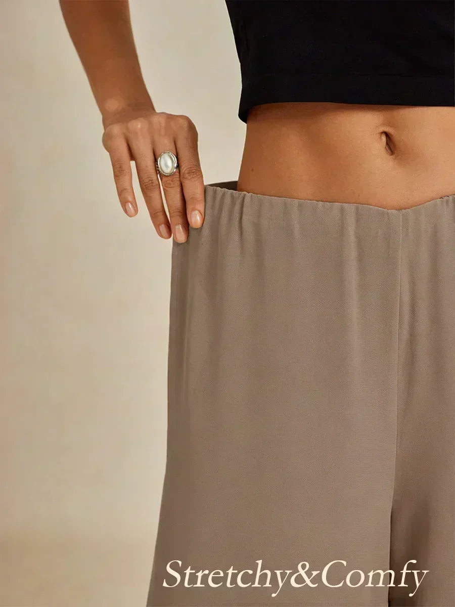 Pantalons à coupe droite avec une couche de chiffon