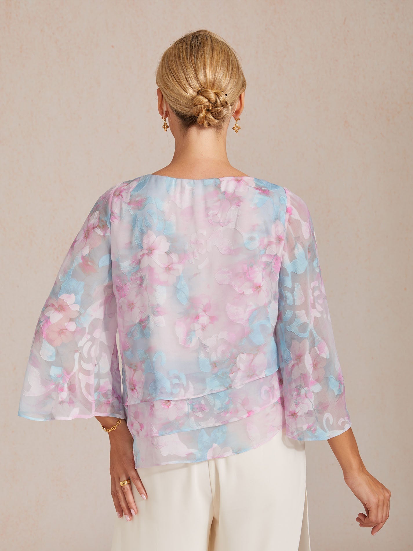Chemise en chiffon à dentelle avec imprimé floral
