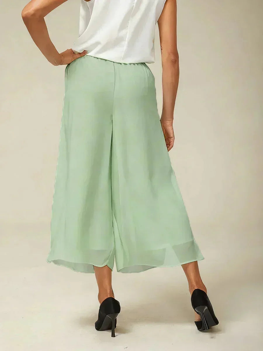 Pantalons droits courts avec une couche de chiffon