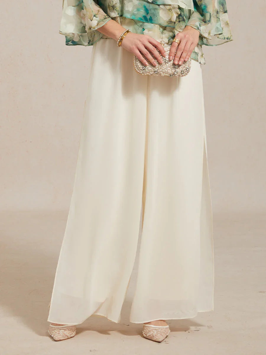 Pantalons droits avec une couche de chiffon