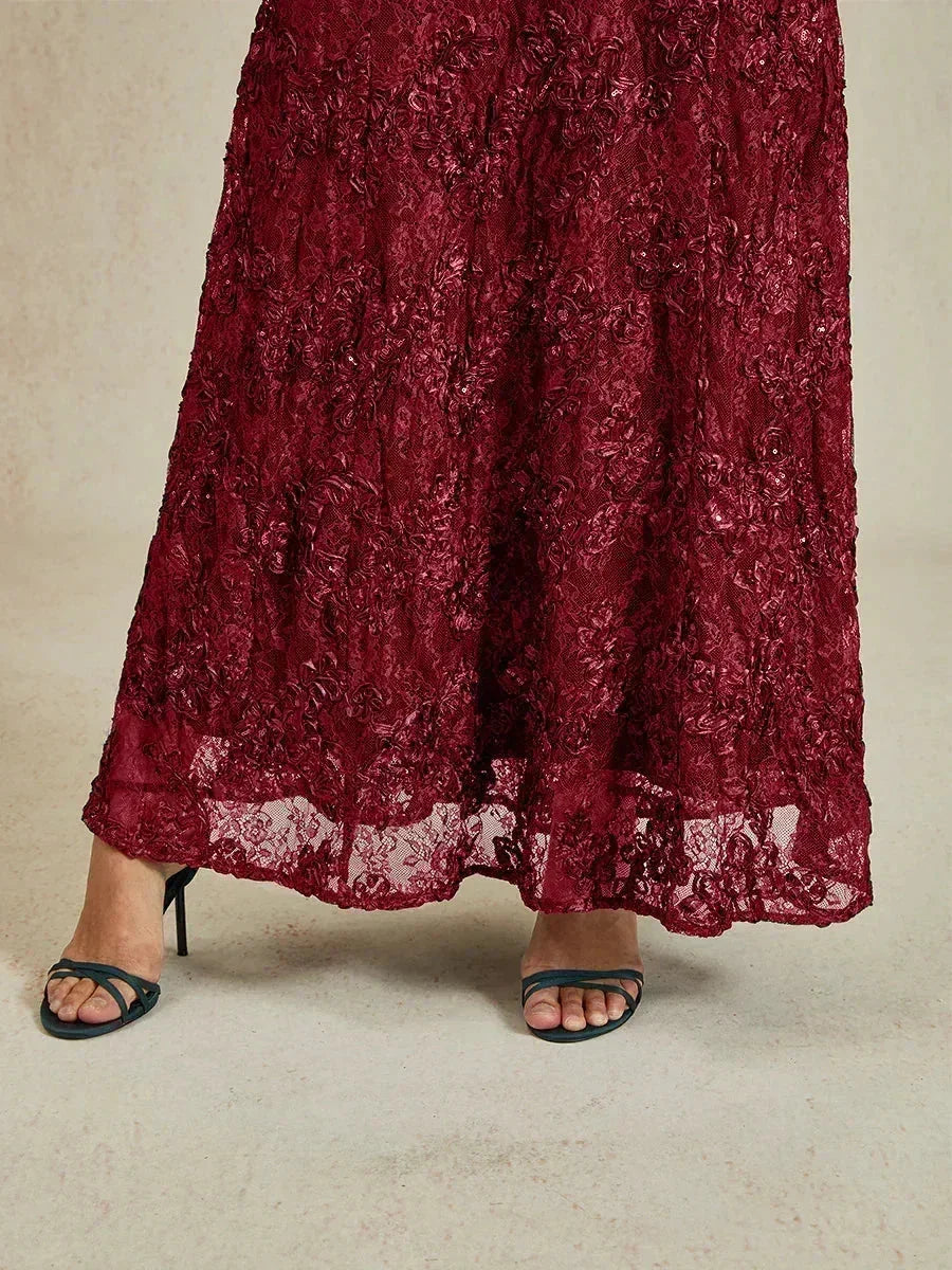 Robes A-Line en dentelle avec des décorations de paillettes
