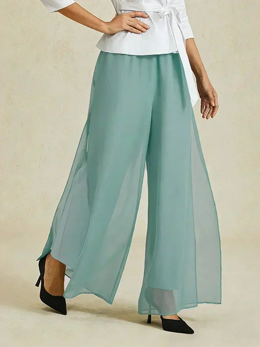 Pantalons droits avec une couche de chiffon