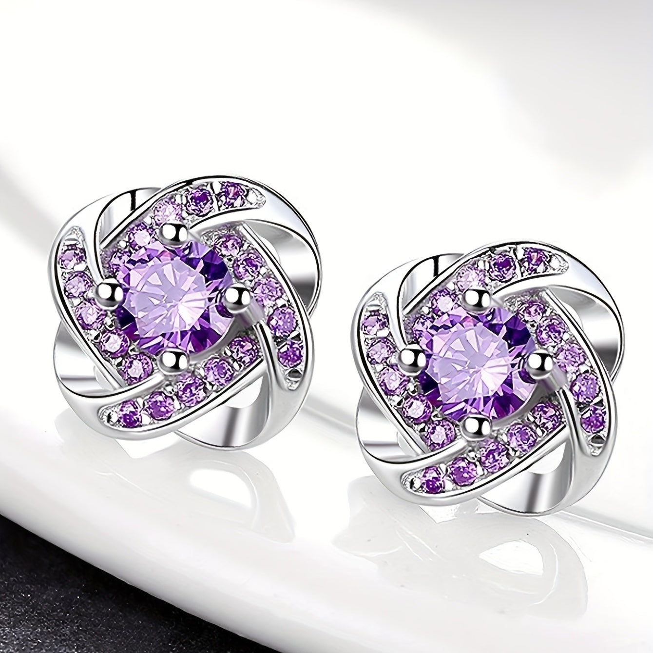 Boucles d'oreilles trèfle violet