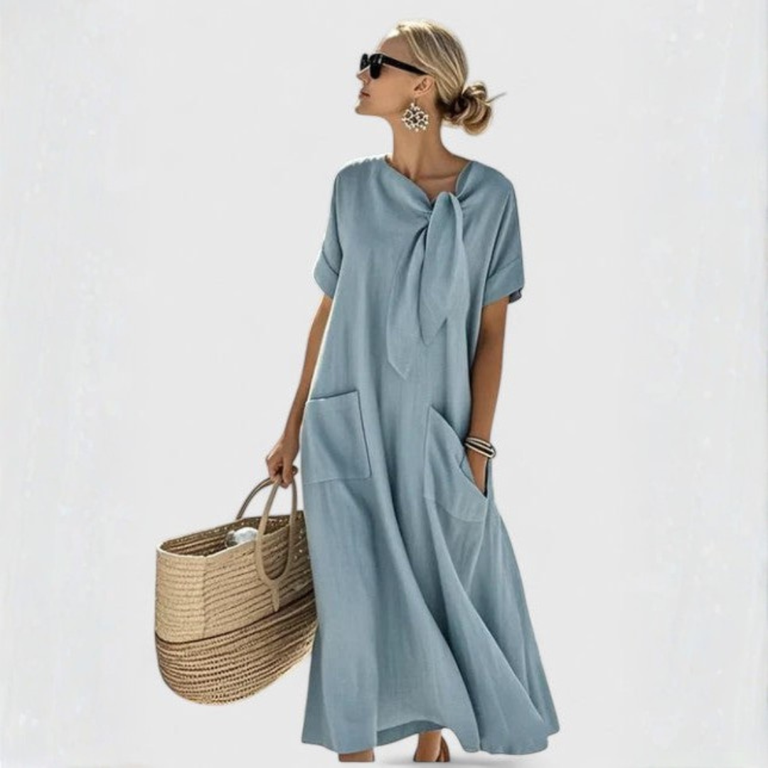 Alisa | Robe mini avec col à nouer pour femmes